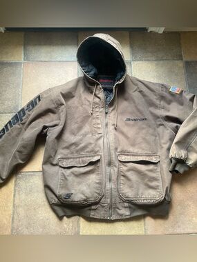 Snap on Brown brown Hooded Canvas Jacket with Logo